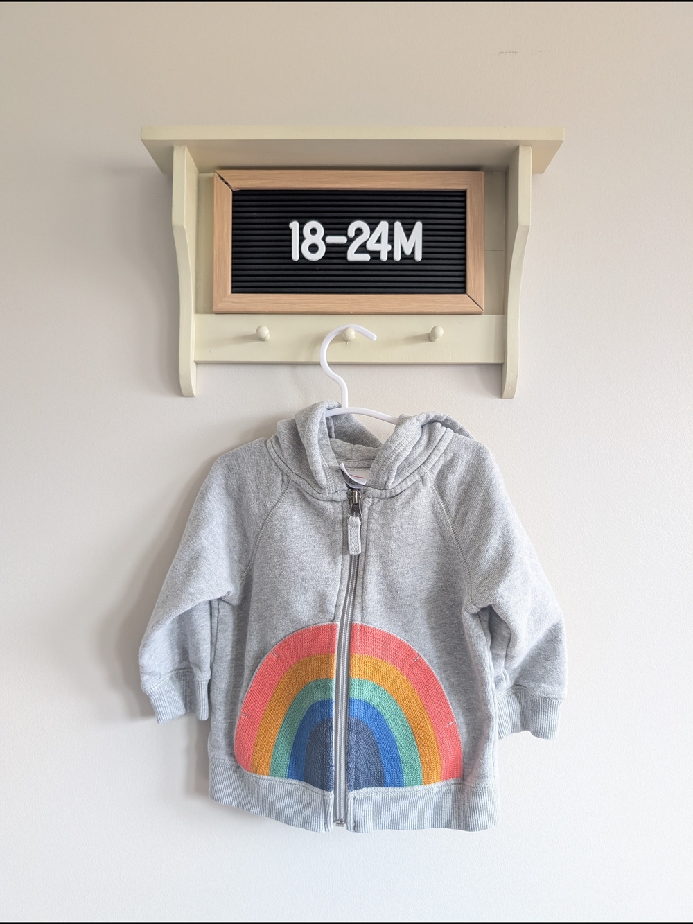 Hanna Andersson Gray Zip Hoodie with Rainbow Graphic